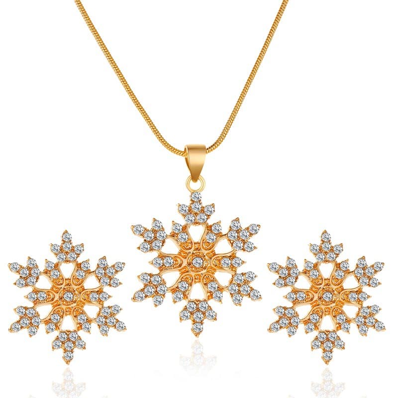 Set 3 piezas collar copo nieve con circonitas