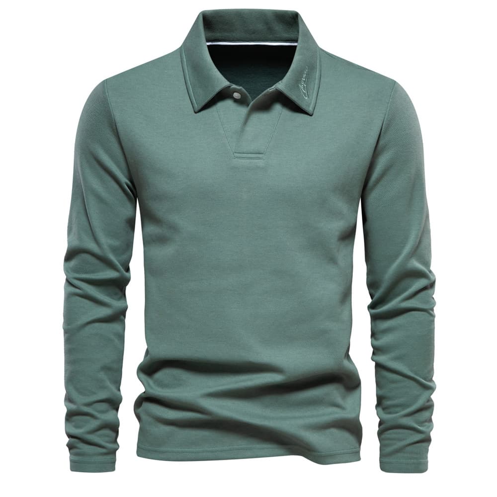 Polo de manga larga para hombre en algodón
