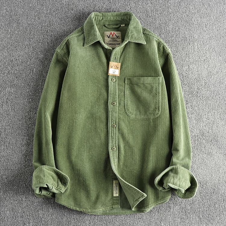 Camisa de manga larga de algodón puro con acabado lavado