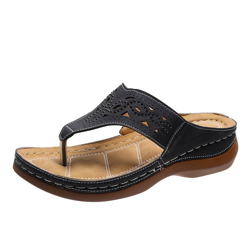 Sandalias de cuña clip toe para mujer, flip flops de playa