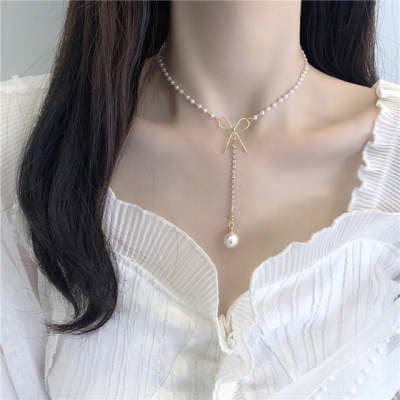 Collar de perlas dobles apilado estilo antiguo
