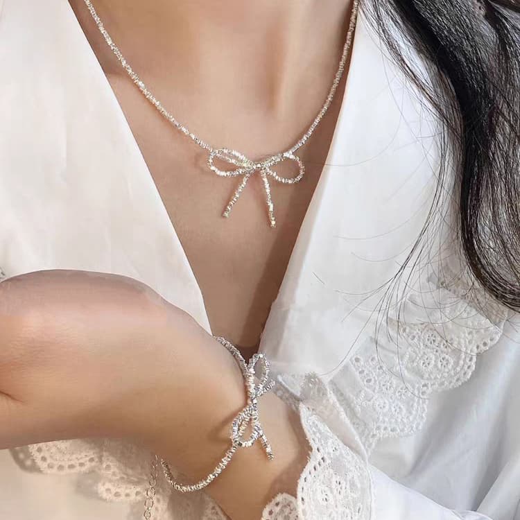 Conjunto de collar y pulsera de plata esterlina 999