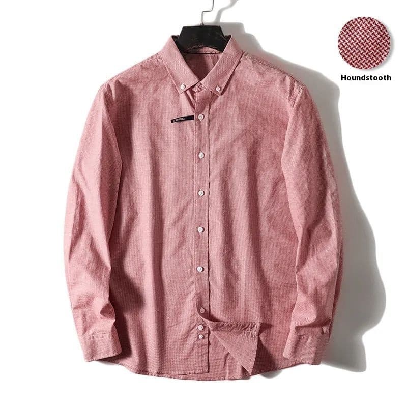 Camisa de algodón lavado con patrón pata de gallo