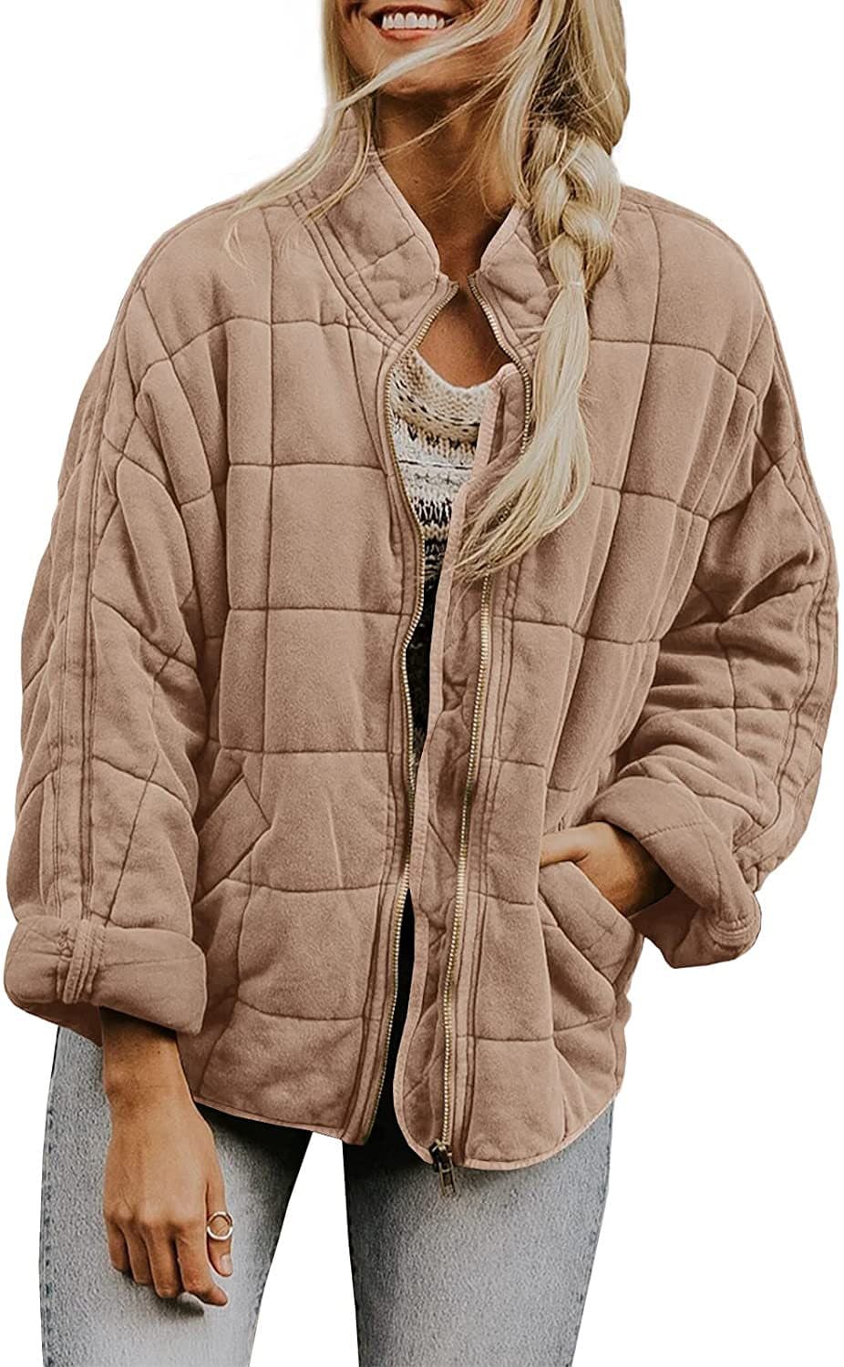 Abrigo de invierno con cuello alto y cremallera para mujeres
