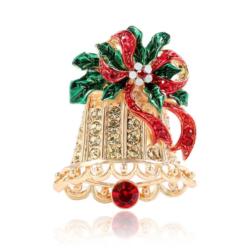 Broche navideño creativo en forma de campana