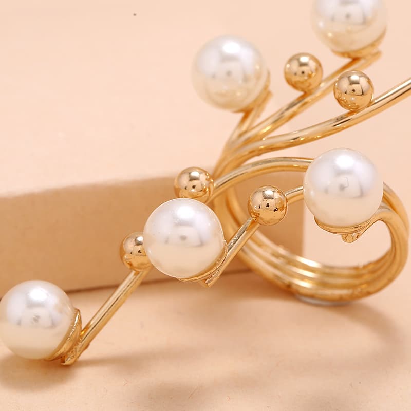 Anillo geométrico con perla dorado o plateado