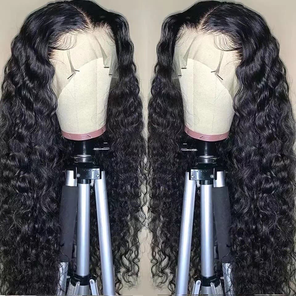 Peluca frontal rojo vino de encaje, cabello largo