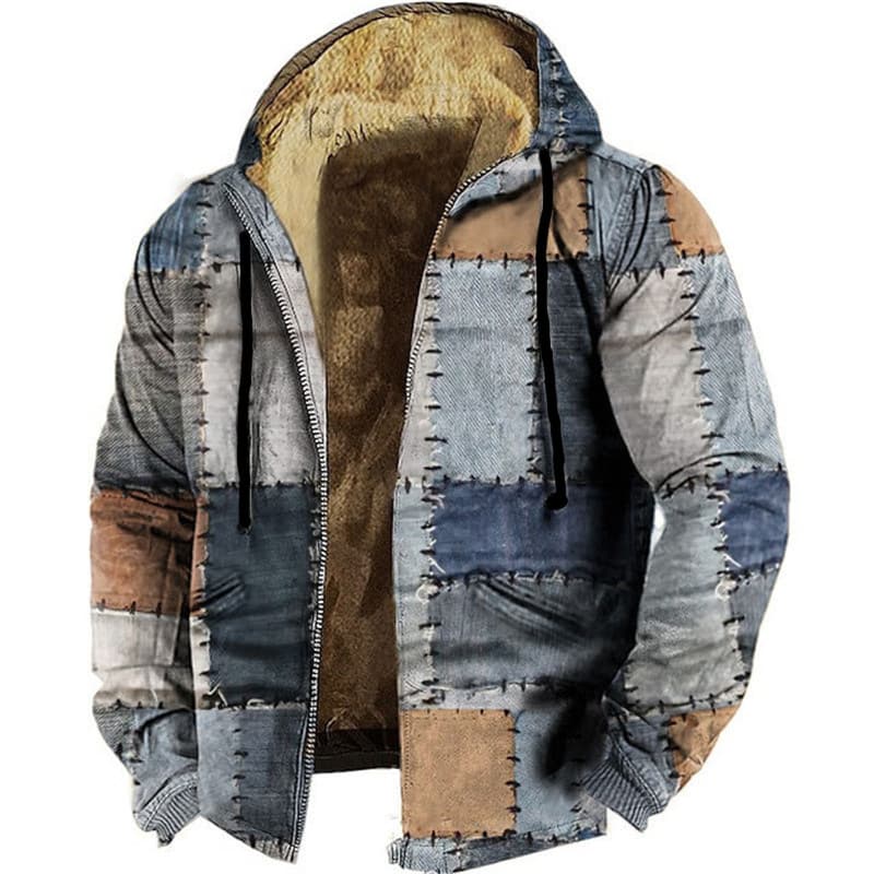 Chaqueta acolchada con capucha y forro marrón