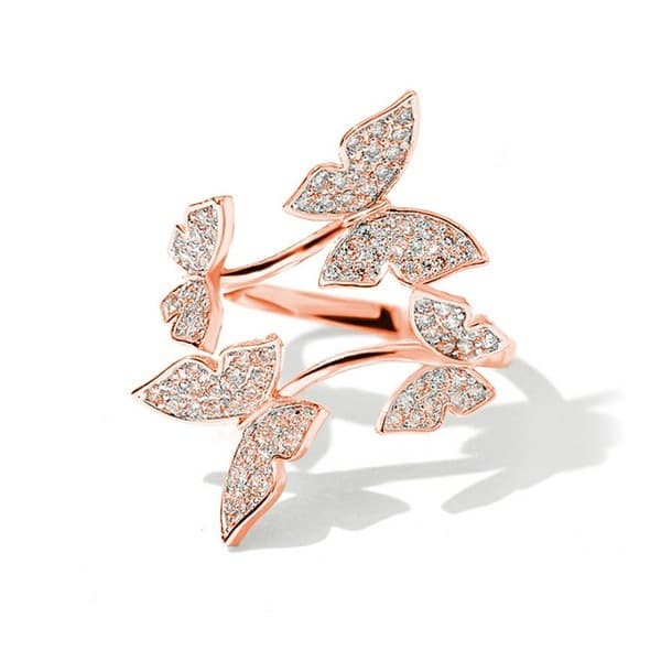 Anillo ajustable con forma de mariposa