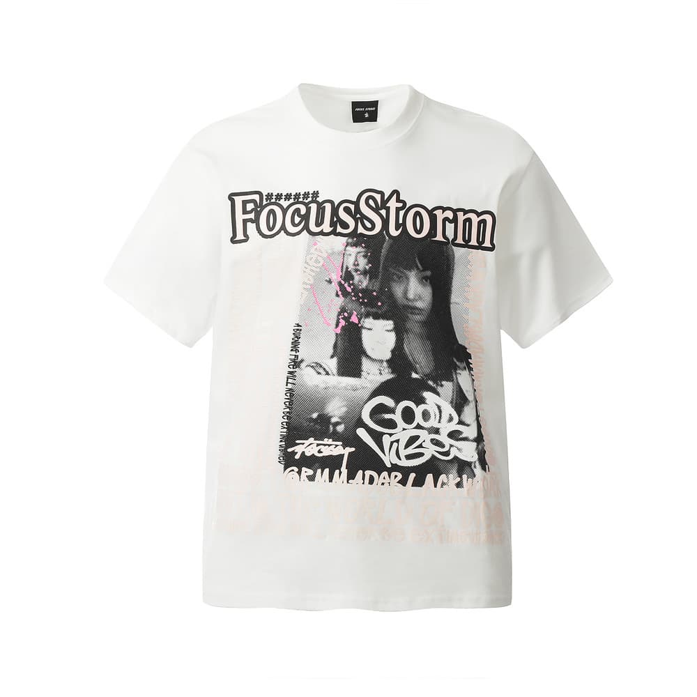 Camiseta para hombre con estampado vintage americano y manga corta