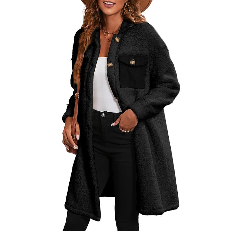 Chaqueta cómoda de fibra para mujer, largo 80 cm