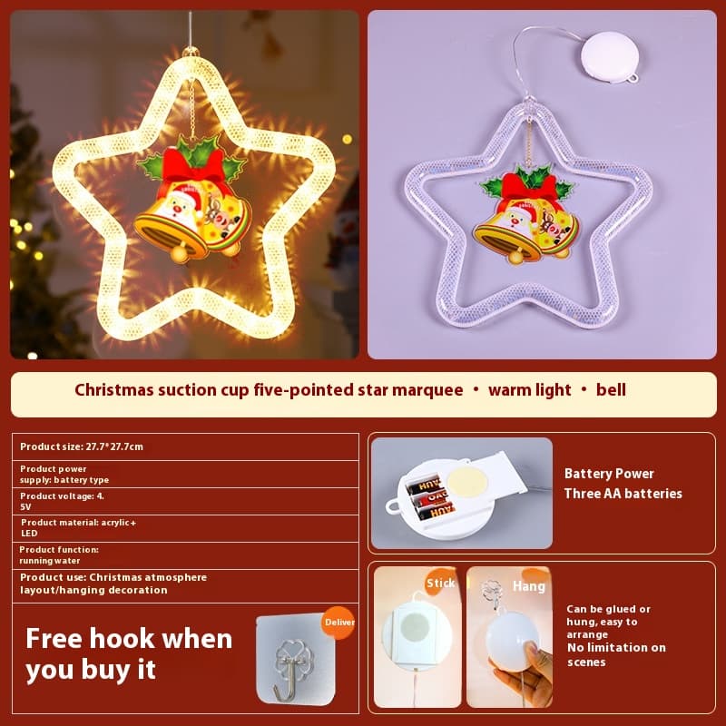 Adorno navideño LED en forma de estrella, luz intermitente