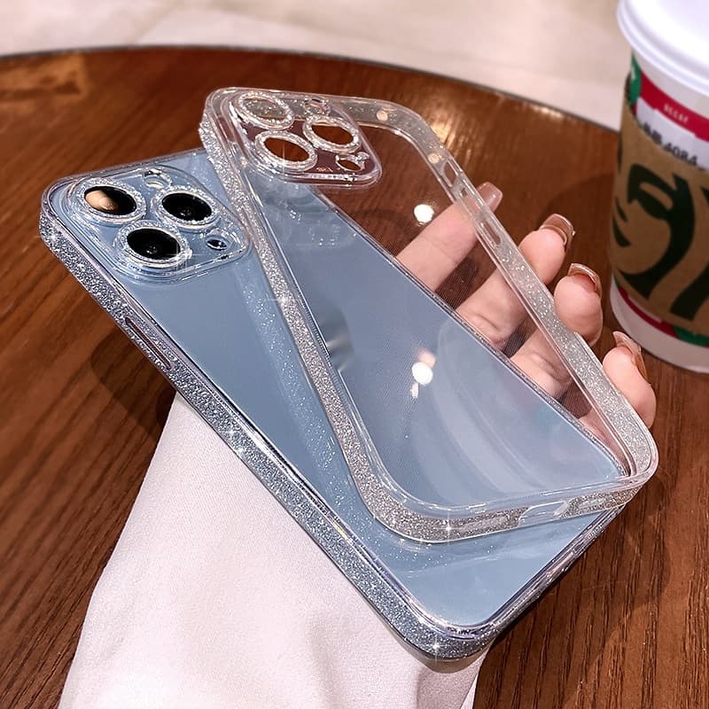 Funda teléfono iPhone 14 efecto brillo transparente
