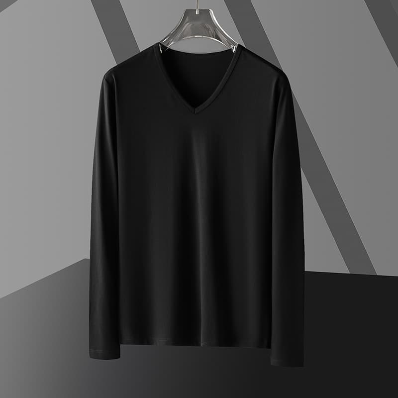 Camisa modal ajustada de hombre, manga larga