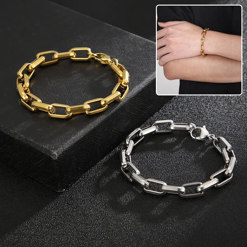 Pulsera de acero titanio con diseño geométrico