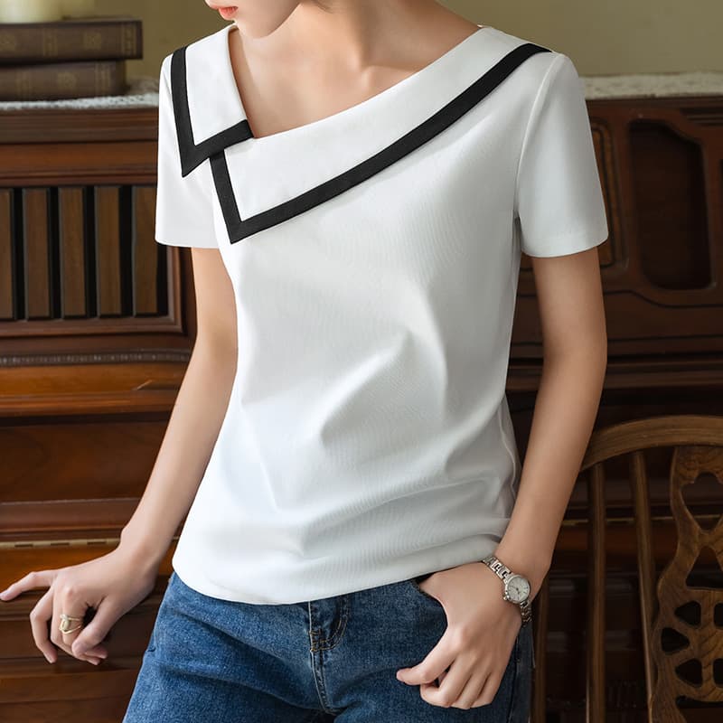Blusa francesa de contraste manga corta