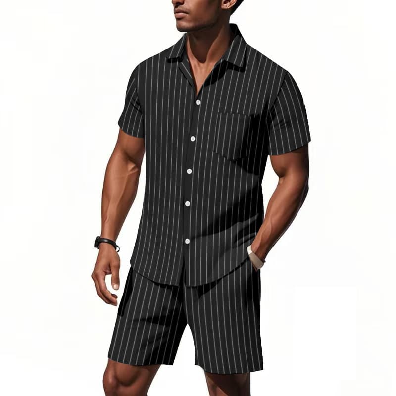 Conjunto playero de camisa jacquard y shorts de lino