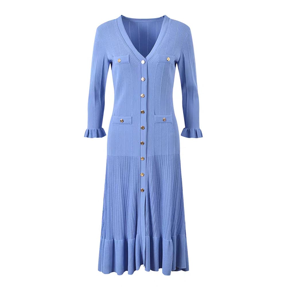 Vestido fishtail de punto con escote en V