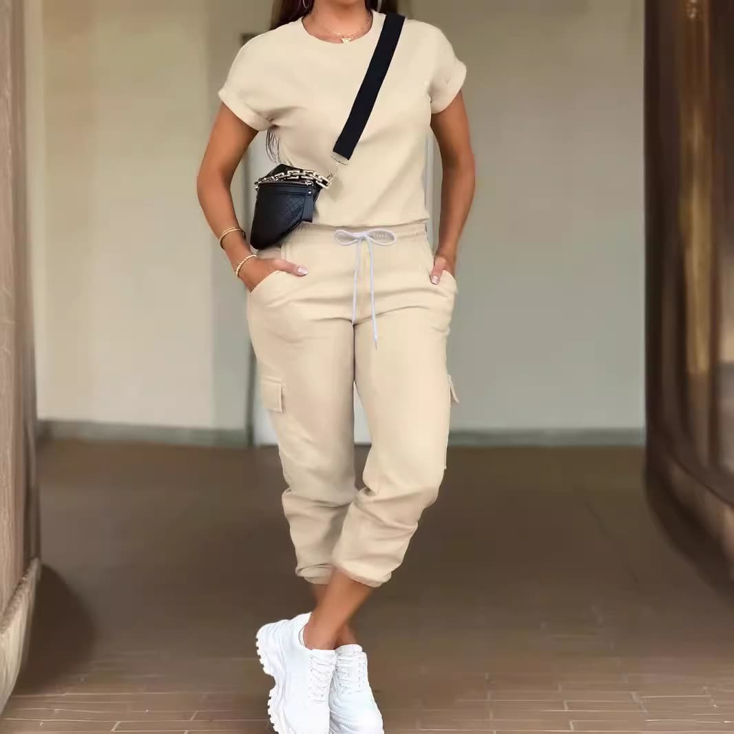 Conjunto top y pantalón jogger cargo acortado