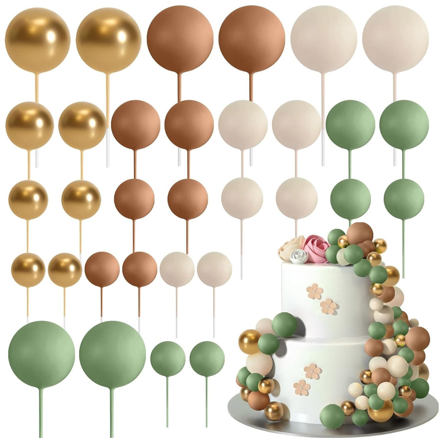 Juego de 32 bolas de espuma multicolor para pasteles