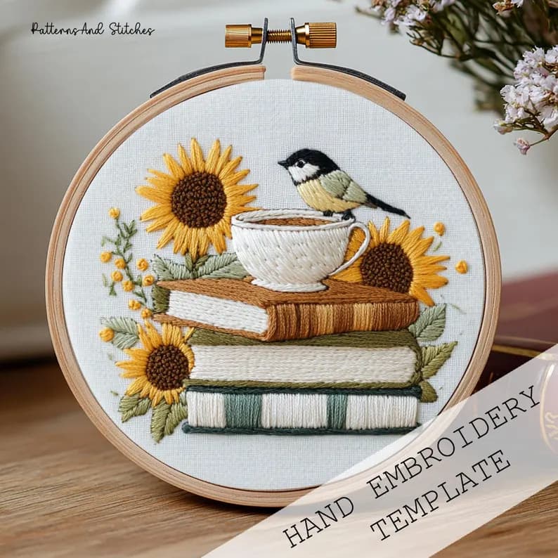 Kit de bordado serie pájaro y girasol