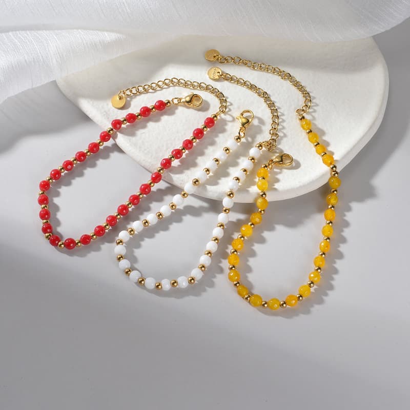 Pulsera de cadena con cuentas de acero inoxidable