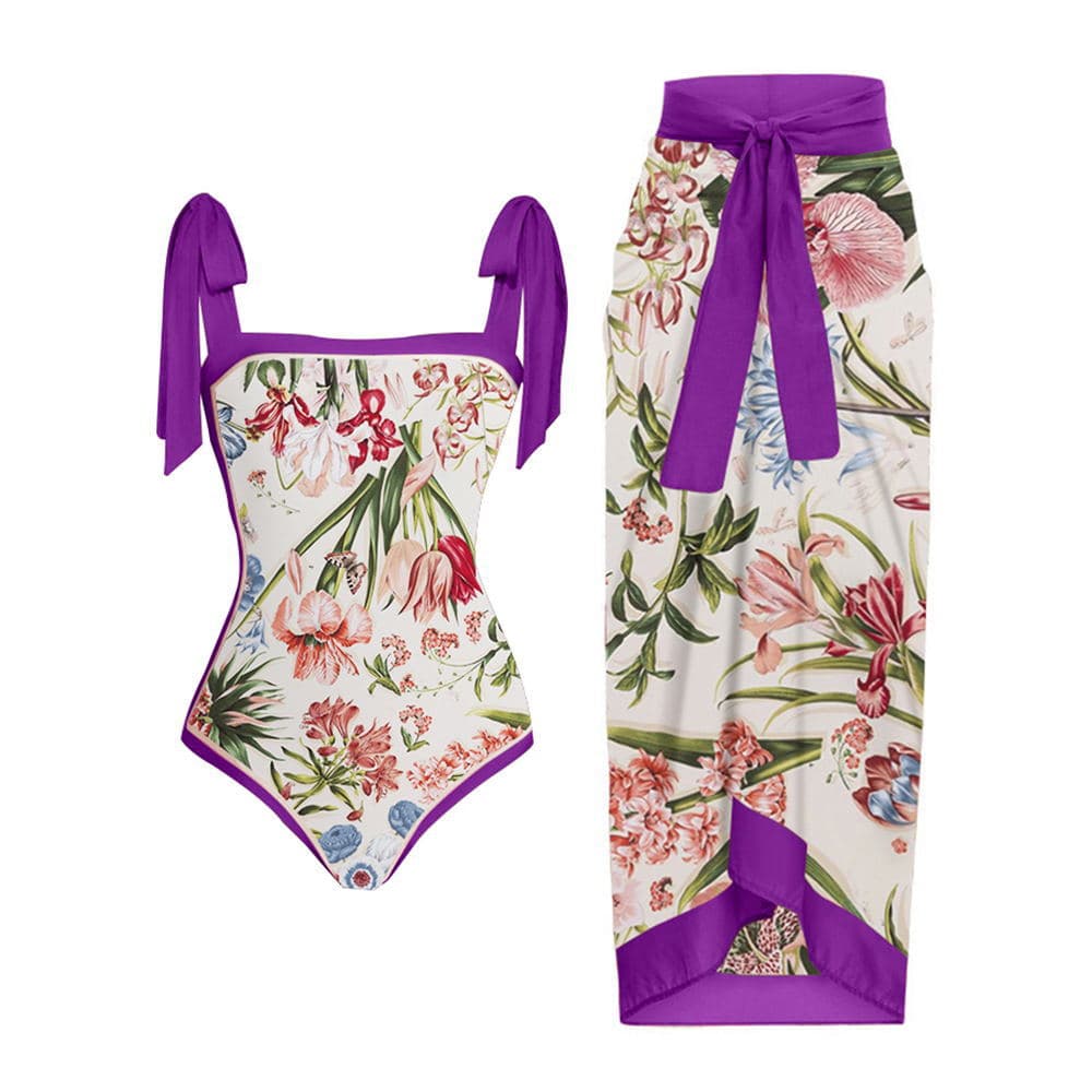 Traje de baño retro entero con falda