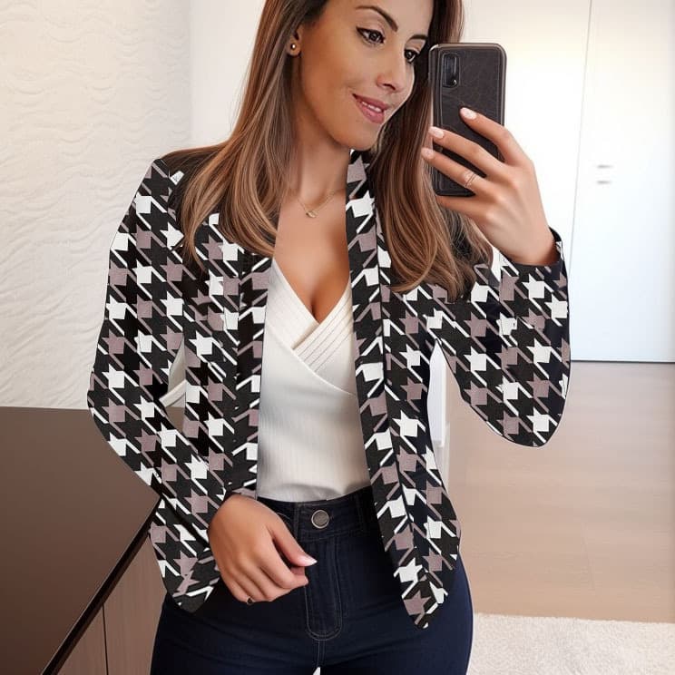 Blazer casual estampado slim fit para mujer