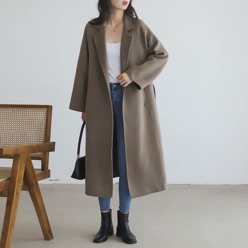 Abrigo holgado de lana elegante para mujer