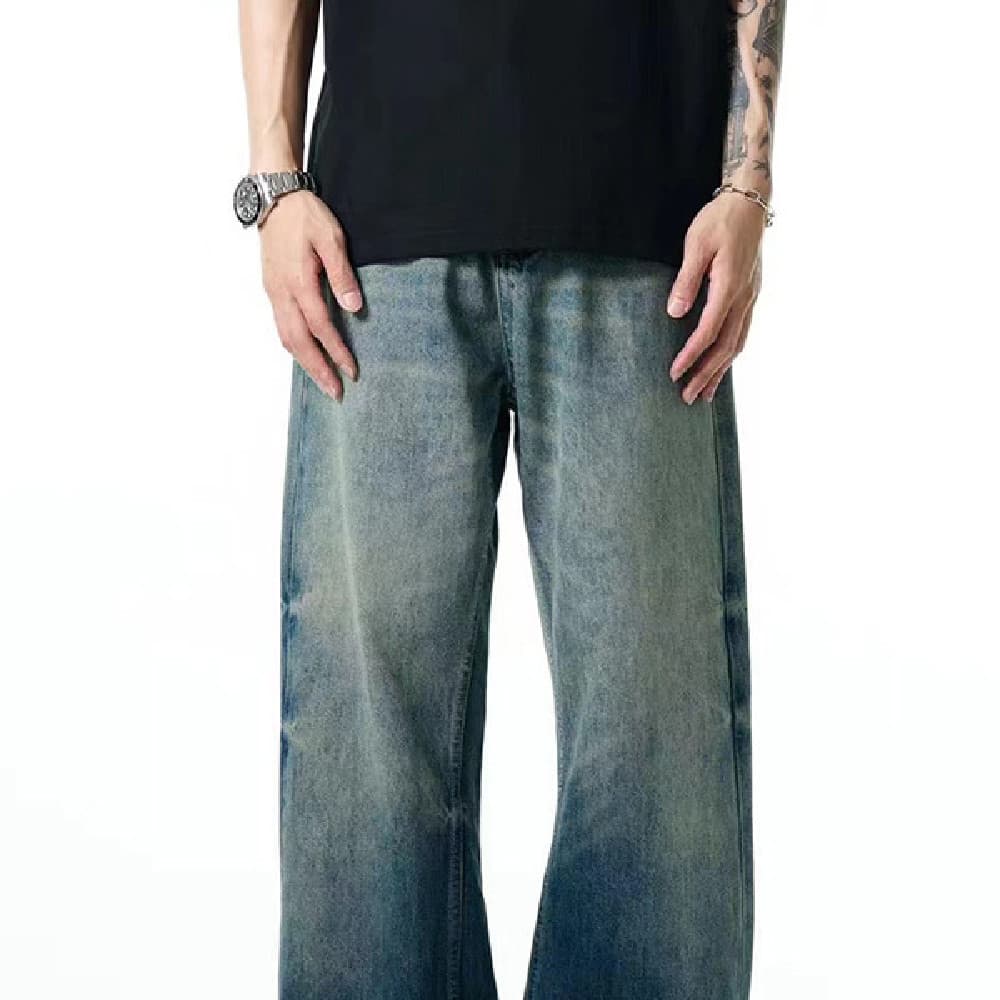 Pantalones vaqueros azules deslavados para hombre