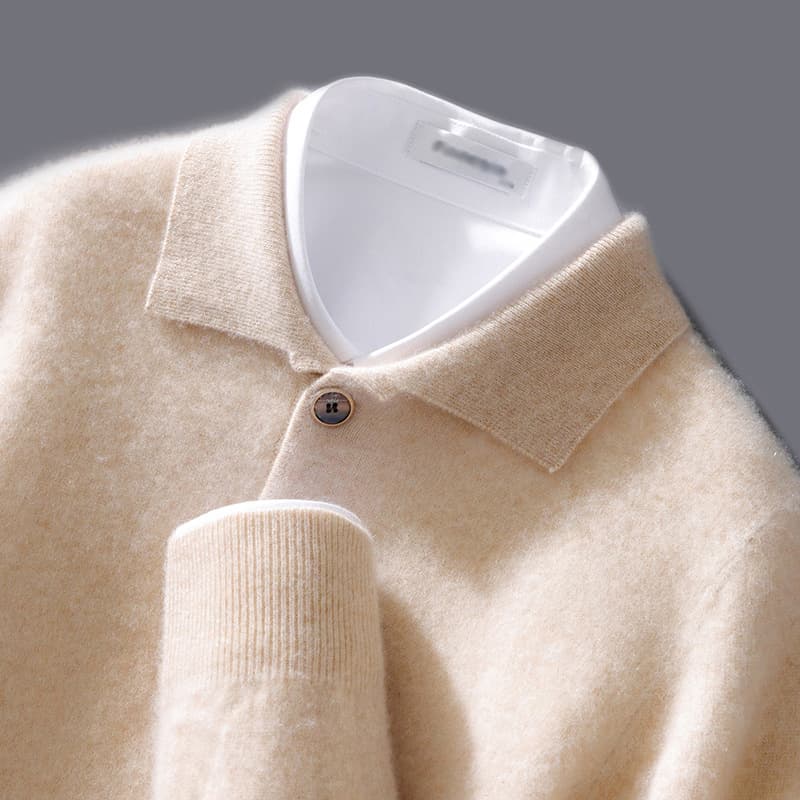 Suéter tejido con cuello polo para hombre