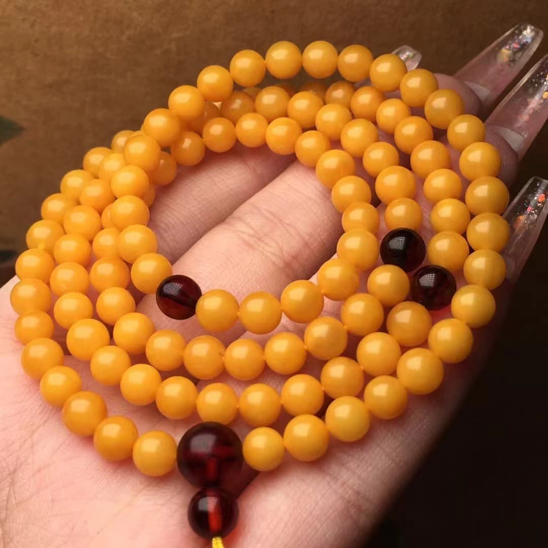 Collar de 108 cuentas de cera de abeja natural