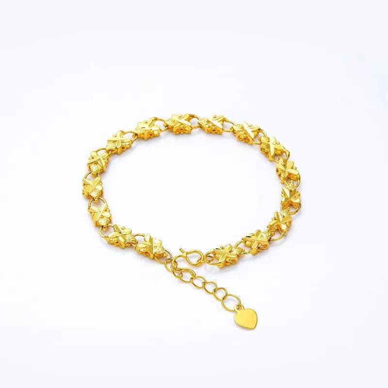 Pulsera de trébol chapada en oro