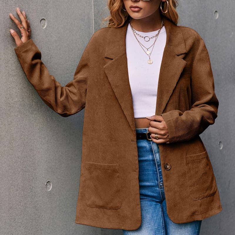 Chaqueta cortavientos casual de corduroy