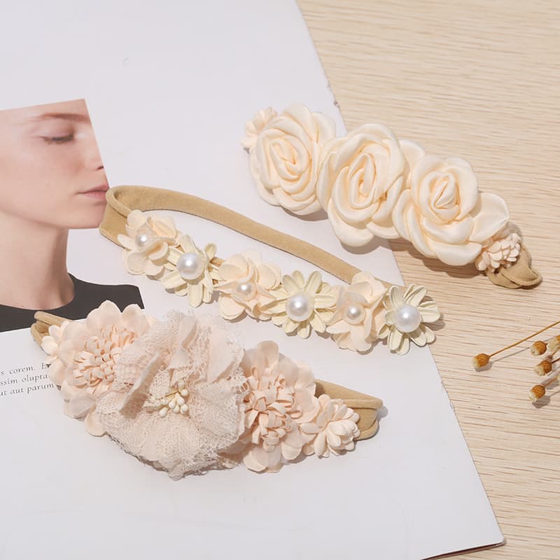 Set de diademas para niña con flores artificiales