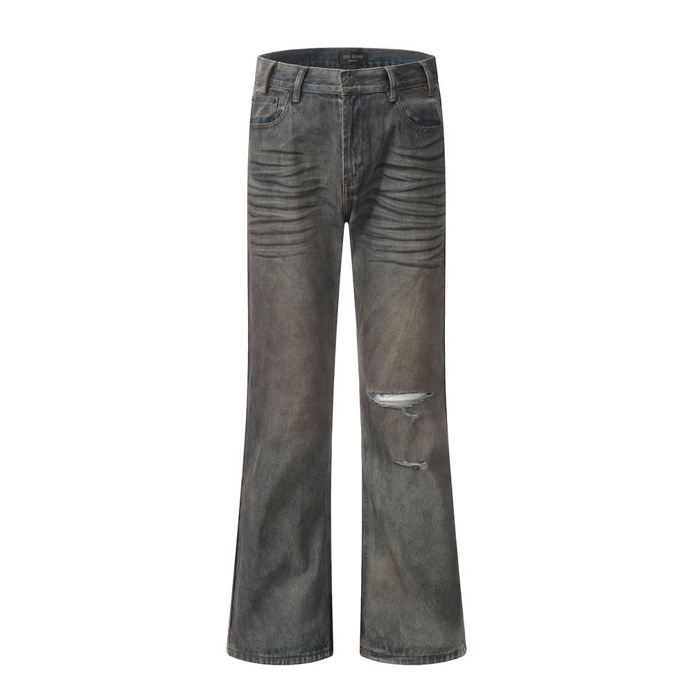Pantalones de mezclilla con agujeros para hombre