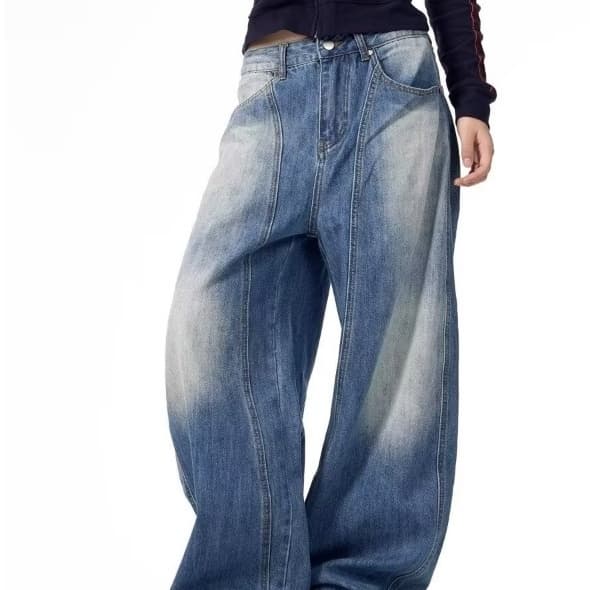 Pantalones sueltos pierna ancha estilo retro americano