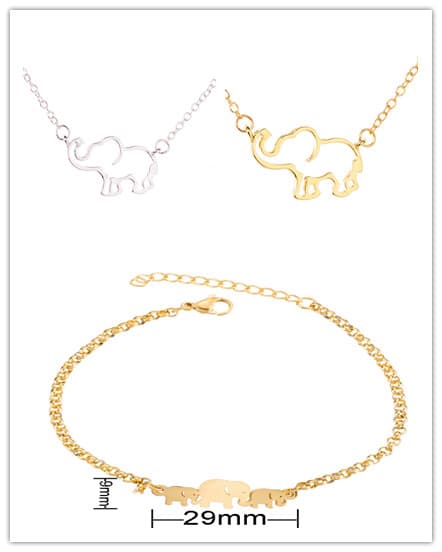 Collar colgante elefante de la suerte cadena corta