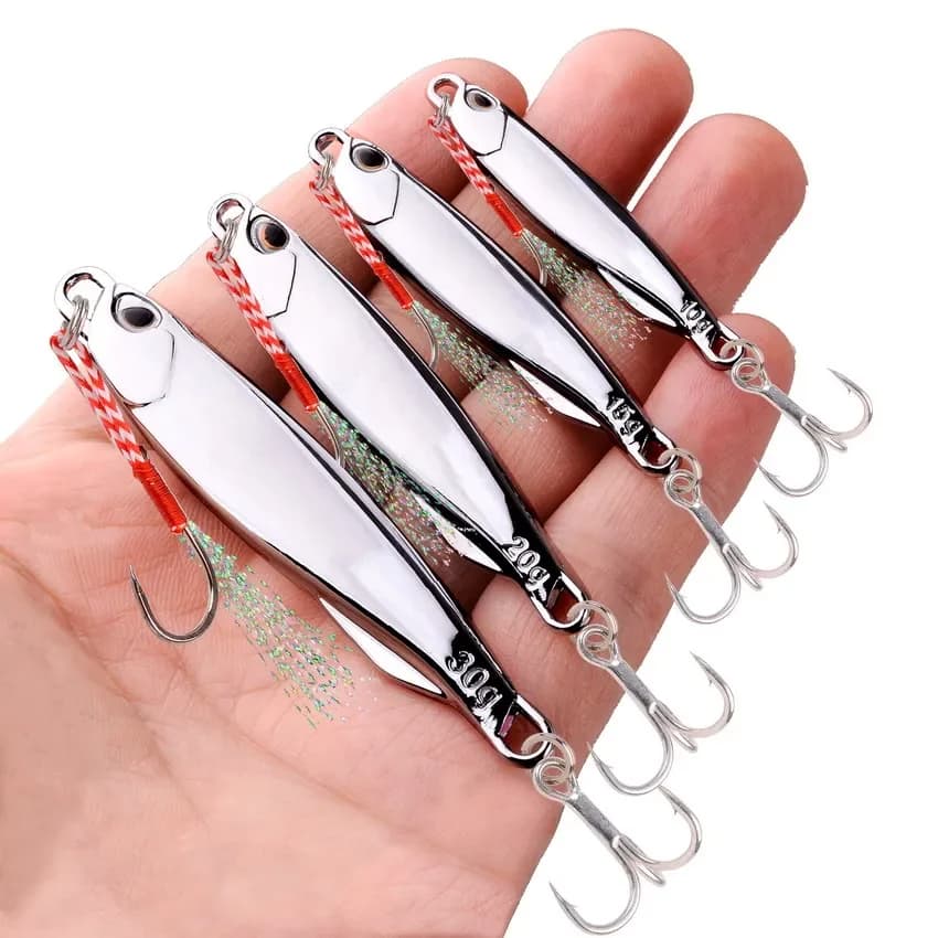 Kit de 5 anzuelos plateados de 15 g para pesca