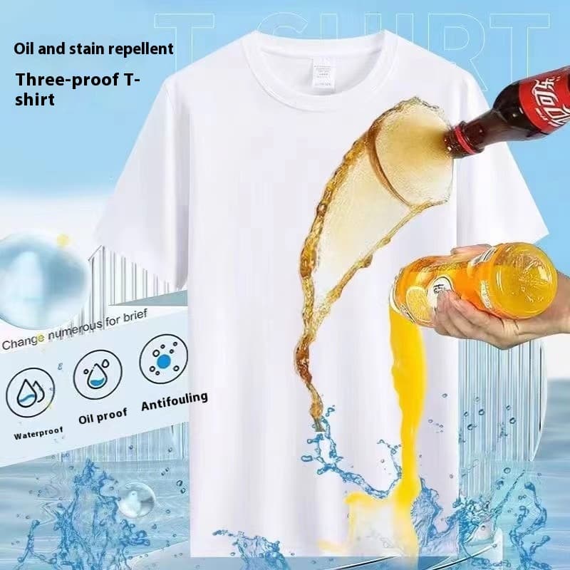 Camiseta de algodón resistente al agua con manga corta