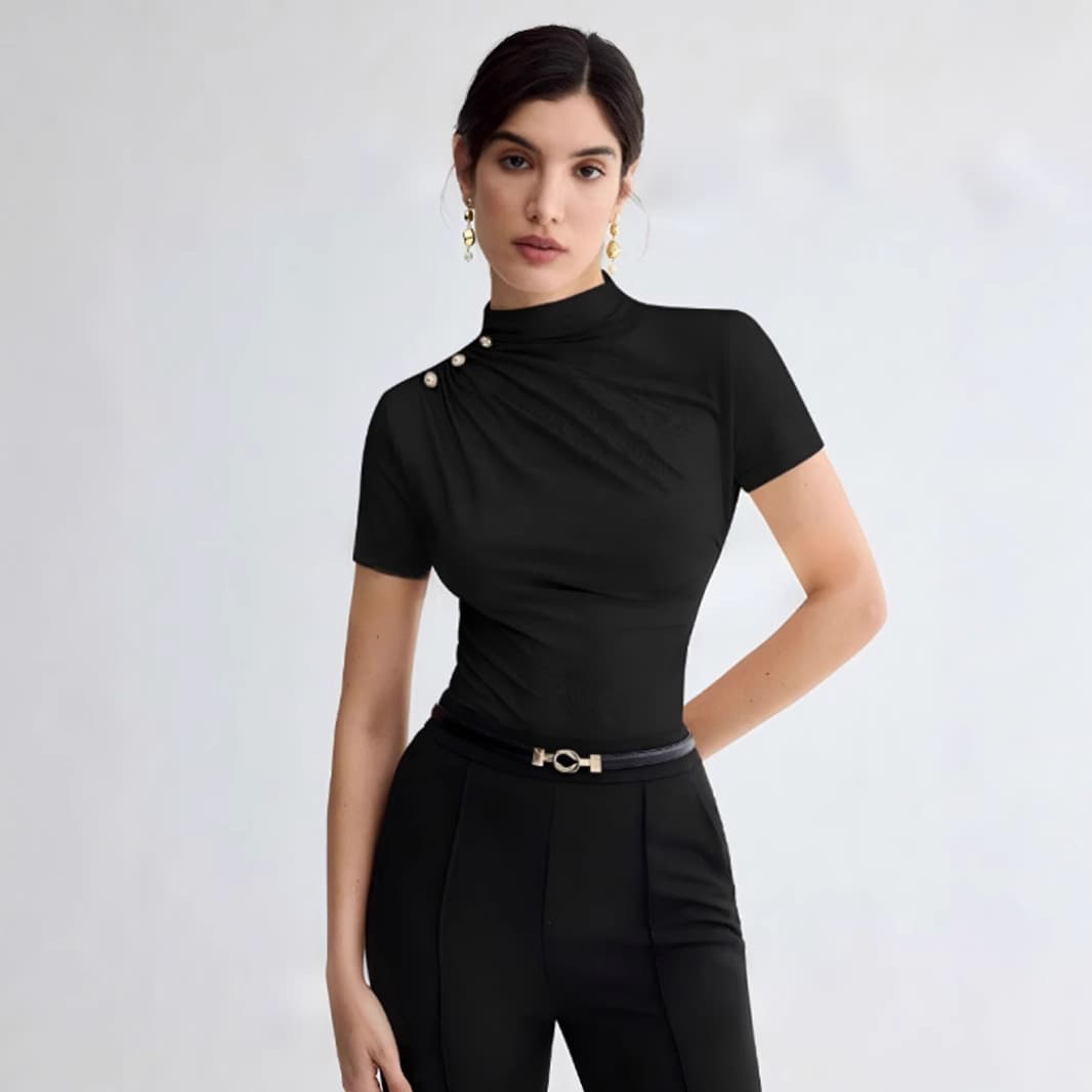 Camiseta verano elegante con pliegues talle ajustado
