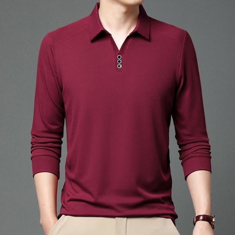 Camisa manga larga con cuello tipo polo