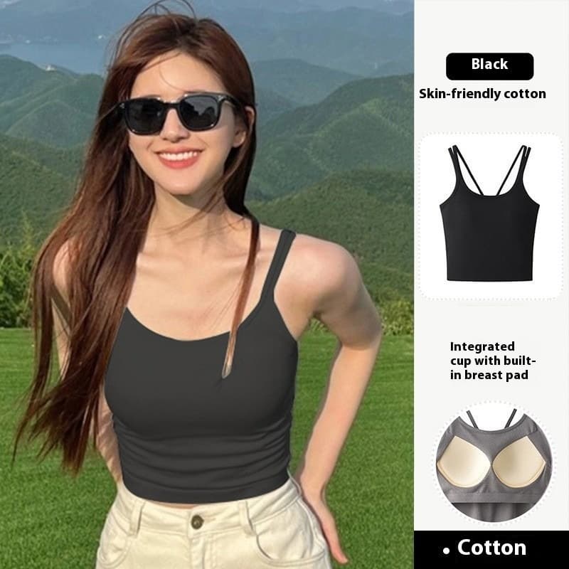 Blusa ceñida sin mangas en nylon