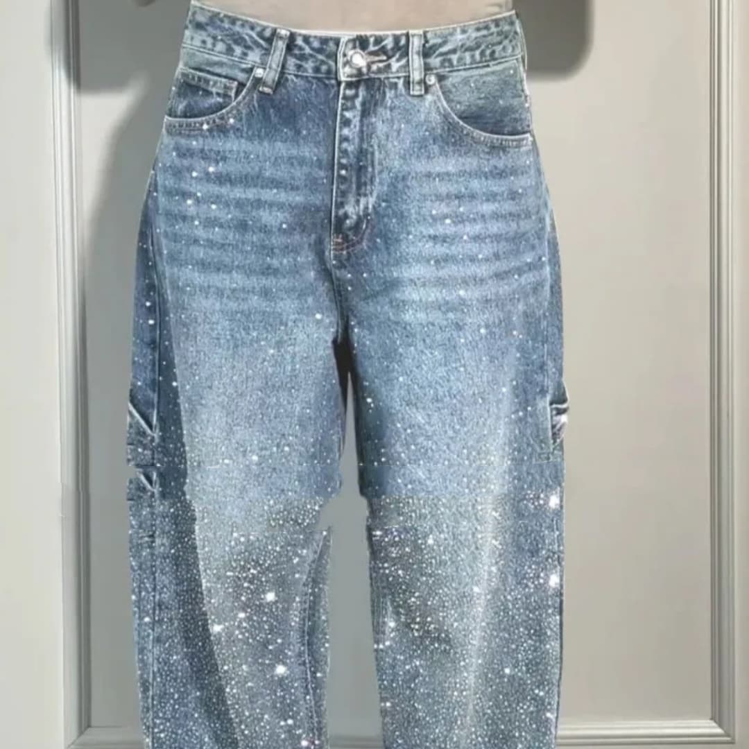 Jeans brillantes rectos con bolsillos estilo urbano