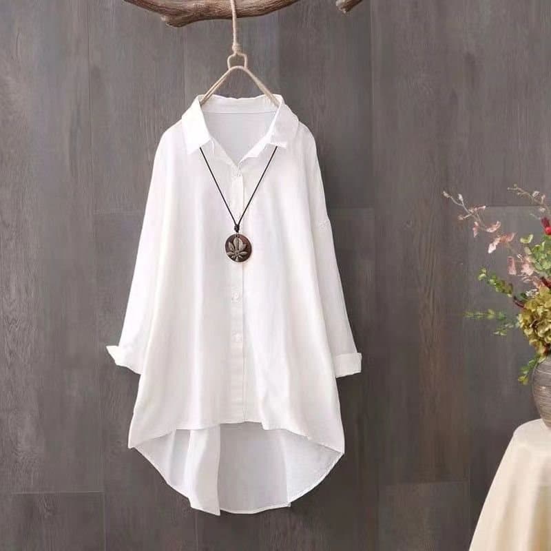 Blusa de algodón suelta con manga larga