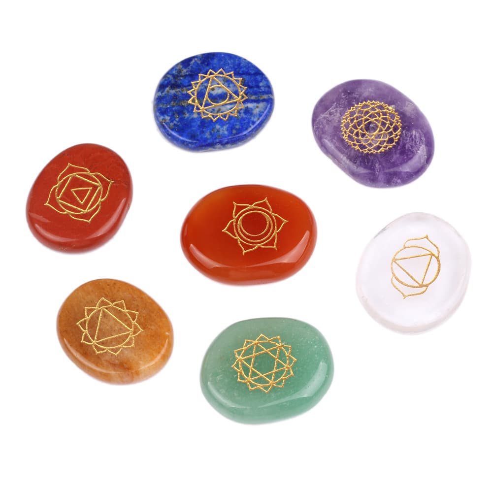 Piedras chakra naturales para palma de mano