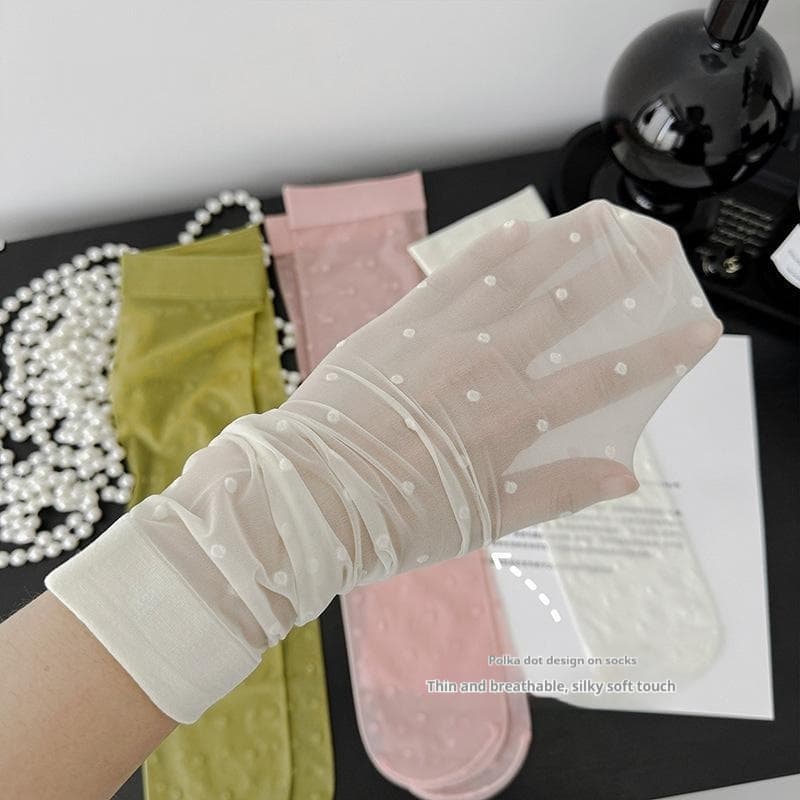 Calcetines de caña para mujer con lunares