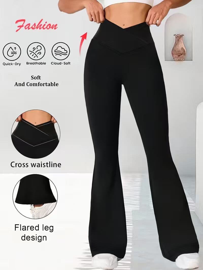 Pantalones yoga acampanados cintura alta levantacaderas