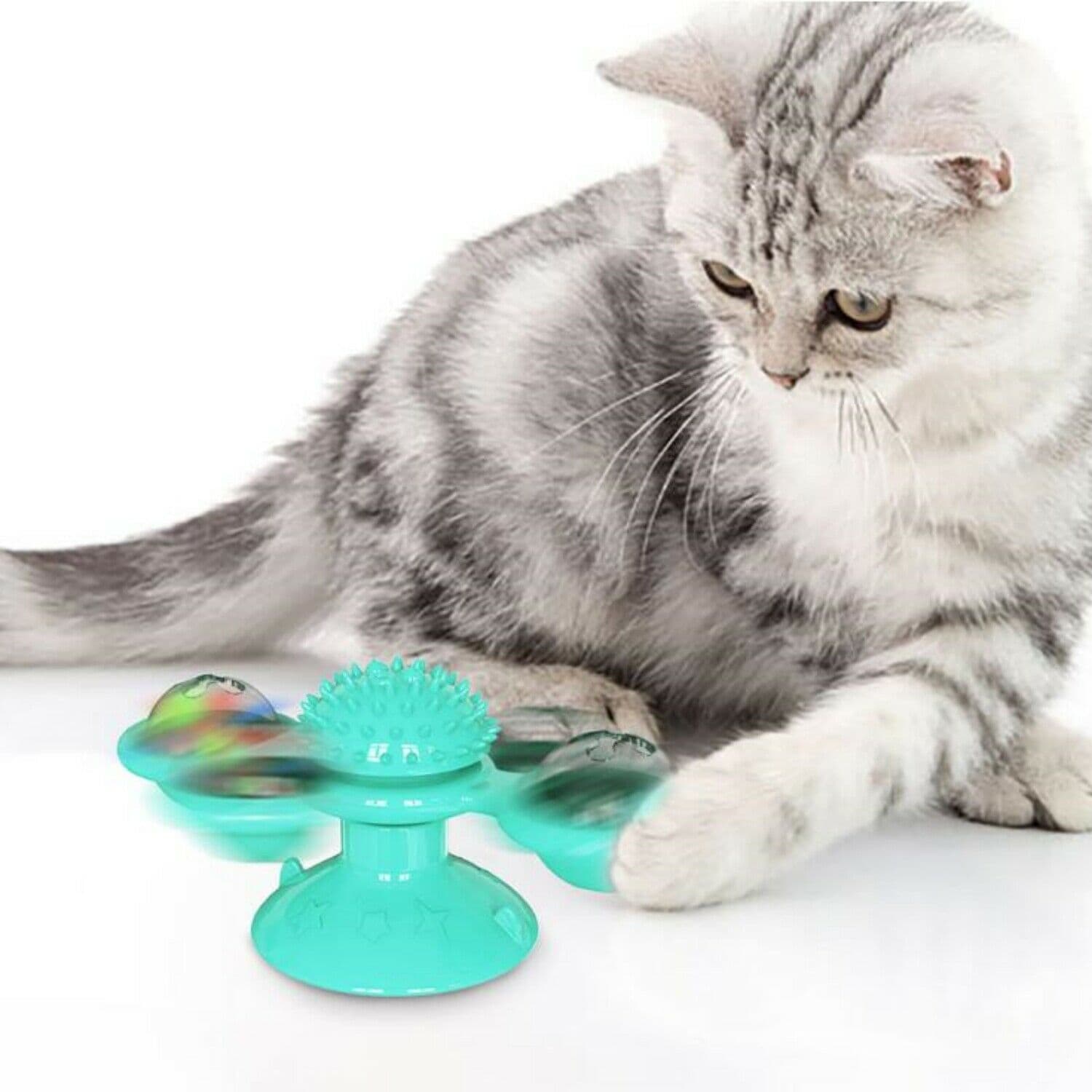 Juguete giratorio para gatos con luz LED