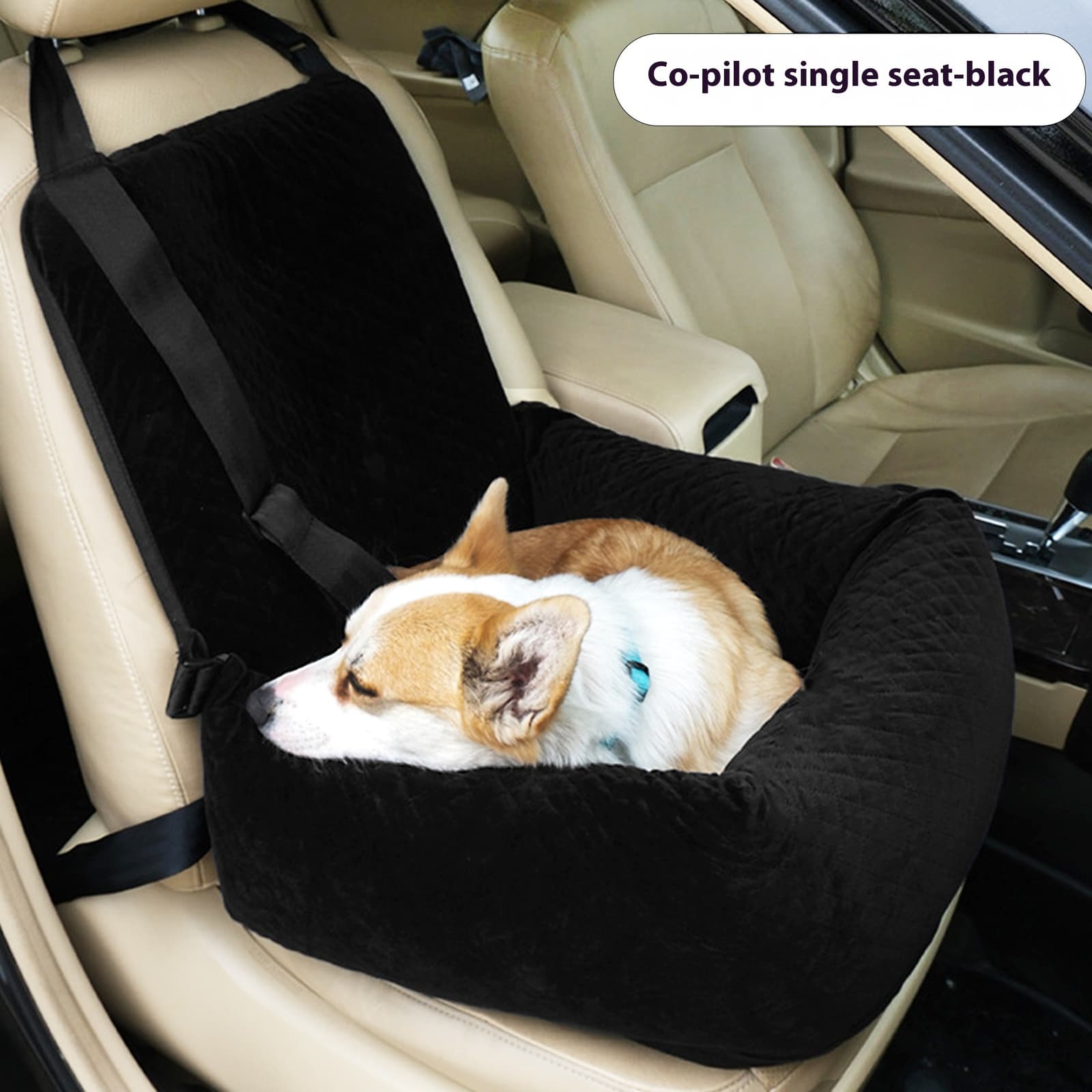 Cama acolchada para mascotas en el automóvil